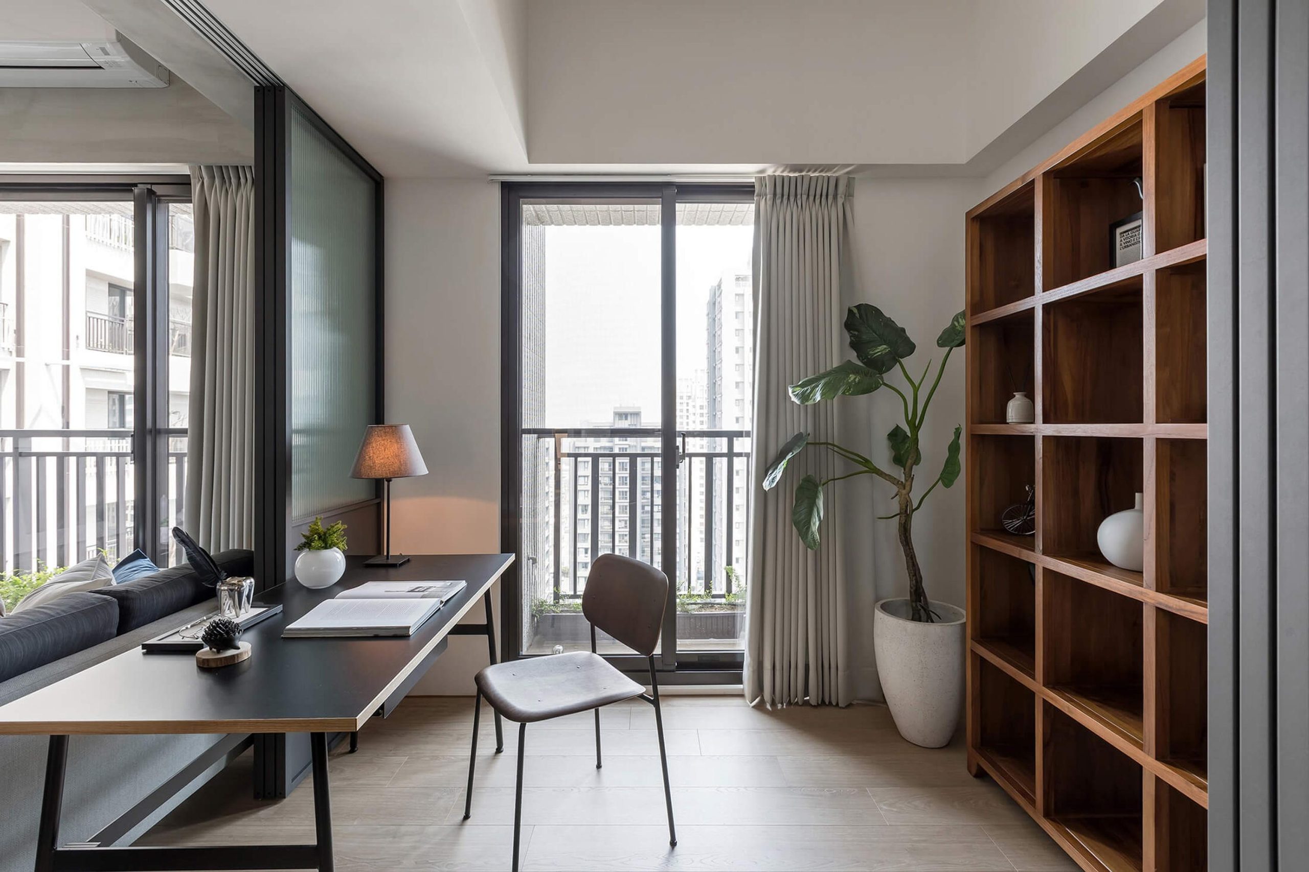 modern home office with natural light stylish decor