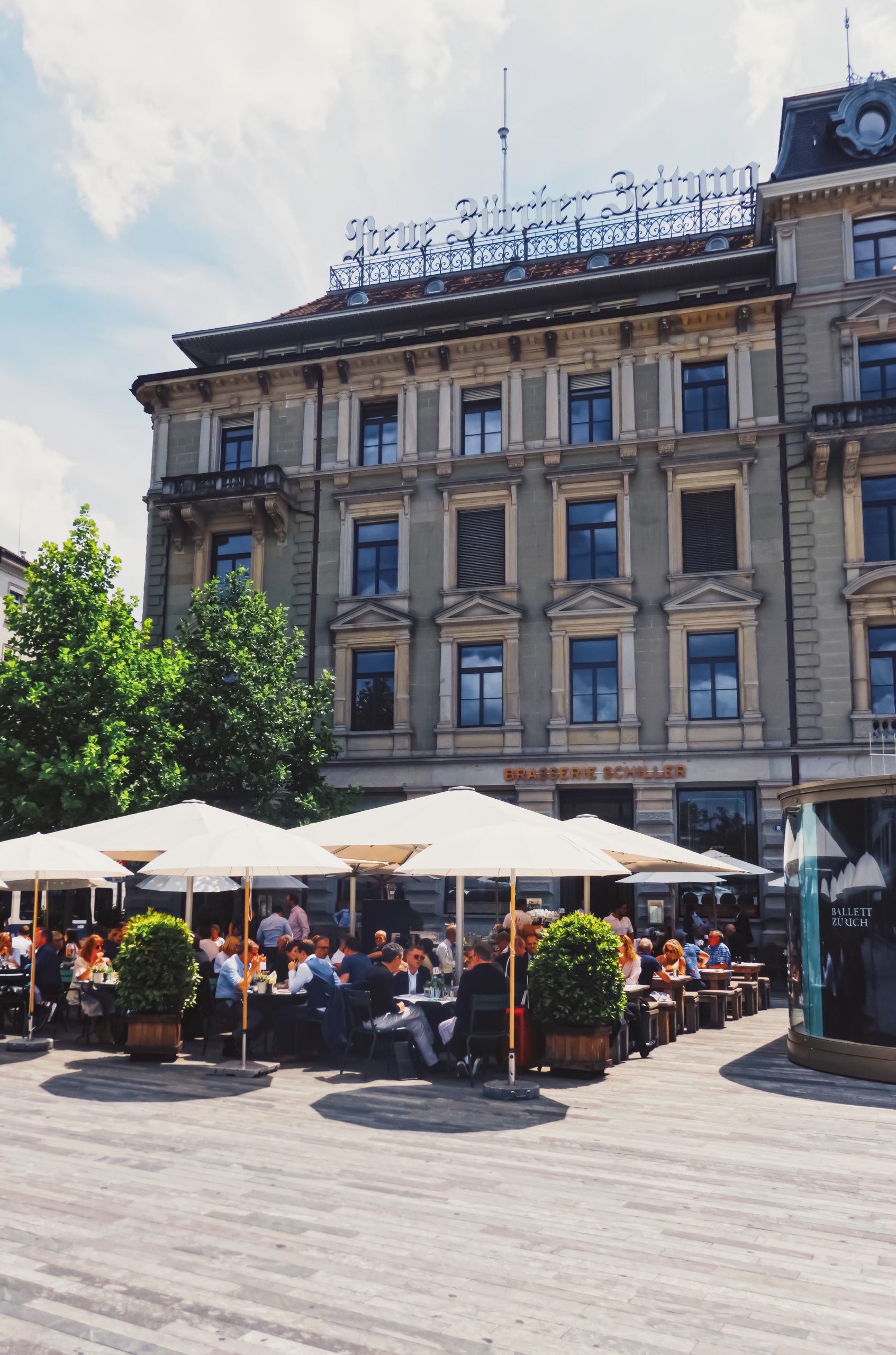 restaurant on the city center street of zurich in switzerland